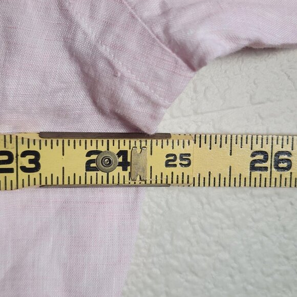 Ben Silver Shirt Mens 17.5-36 Pink Linen Button Down Long Sleeve Dress Pocket - Picture 10 of 10